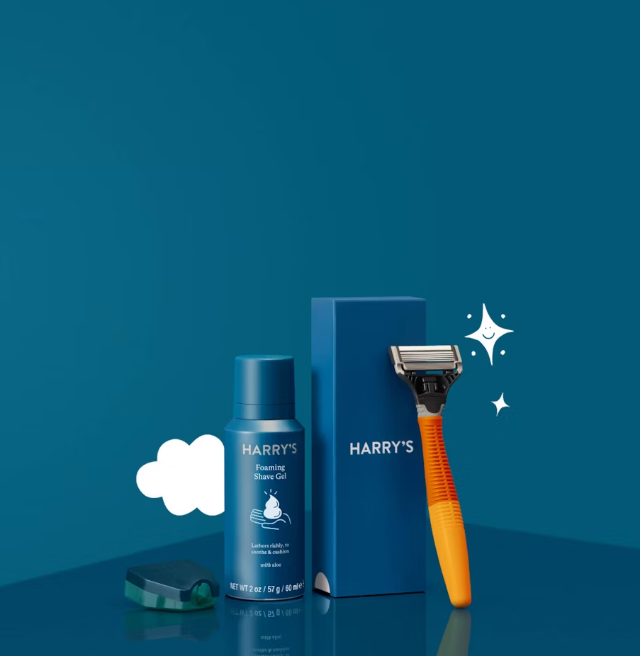 image of Harry's razors with minimal branding style